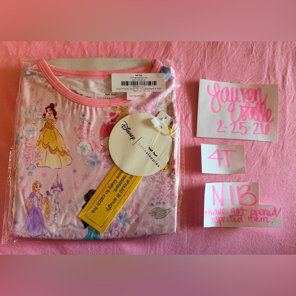 Little Sleepies Disney Princess Garden Pajamas NWT 4T